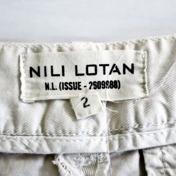 Nili Lotan Size 2 Granada Bermuda Shorts White Stretch Cotton Twill - Picture 8 of 9